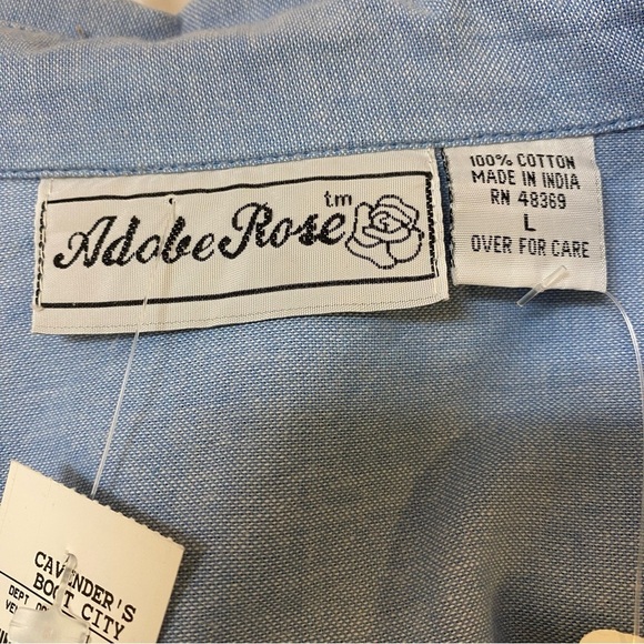 Vintage Adobe Rose Western Style Blue Shirt Ladies‎ Large - Picture 8 of 14
